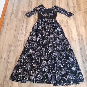 Revolution Dance Floral Black And WhIte Dance Costume with Lace Overlay Size SA